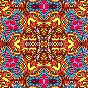 Colorful Mandala Flowers Pattern Boho Symmetrical 318