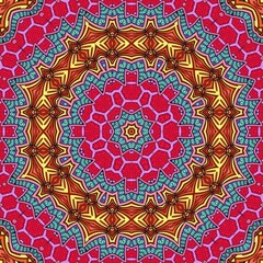 Colorful Mandala Flowers Pattern Boho Symmetrical 223
