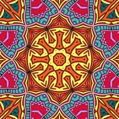 Colorful Mandala Flowers Pattern Boho Symmetrical 201