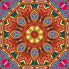 Colorful Mandala Flowers Pattern Boho Symmetrical 141