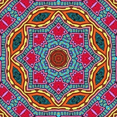 Colorful Mandala Flowers Pattern Boho Symmetrical 140