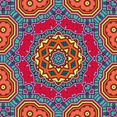 Colorful Mandala Flowers Pattern Boho Symmetrical 67