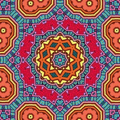 Colorful Mandala Flowers Pattern Boho Symmetrical 67