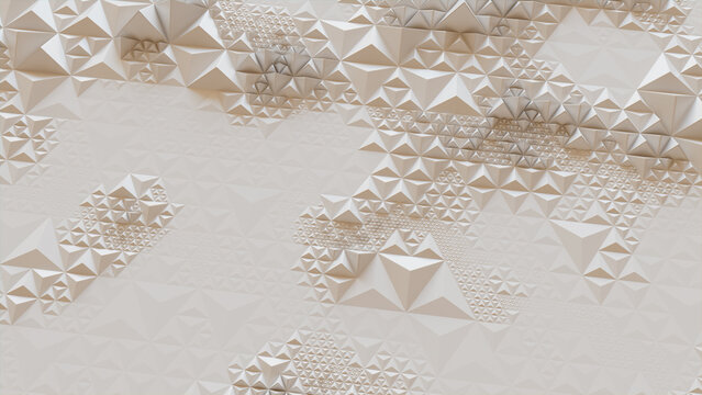 Light Modern Surface with Tetrahedrons. White, Three-Dimensional 3d Texture.