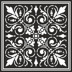 Vector monochrome square European ornament. Classic pattern of Ancient Greece, Roman Empire. Suitable for sandblasting, plotter and laser cutting.