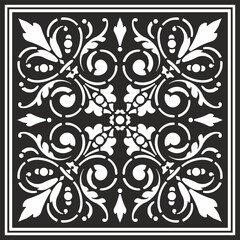 Vector monochrome square European ornament. Classic pattern of Ancient Greece, Roman Empire. Suitable for sandblasting, plotter and laser cutting.