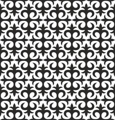 Vector seamless monochrome Kazakh national ornament. Endless Pattern of nomadic peoples of the great steppe, Kyrgyz, Mongol, Buryat, Kalmyk.