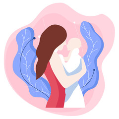Flat Style Mother and Baby Background Illustration