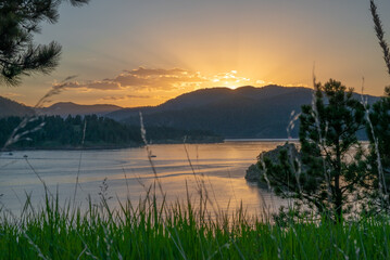 sunset on the lake