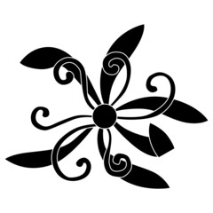 家紋です。真向き蘭の花といいます。