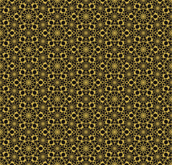 Seamless ornamental vector pattern in golden color with orientalist Ottoman kaftan style. Use for clothing, fabric prints, home textile, fashion design and wallpapers.