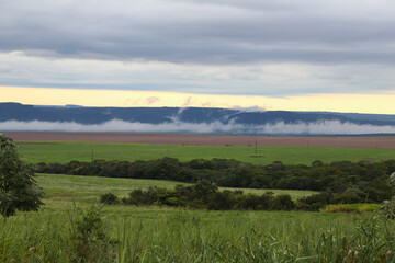 
landscape with fog and mountains