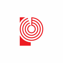 letter p motion radar location symbol logo vector