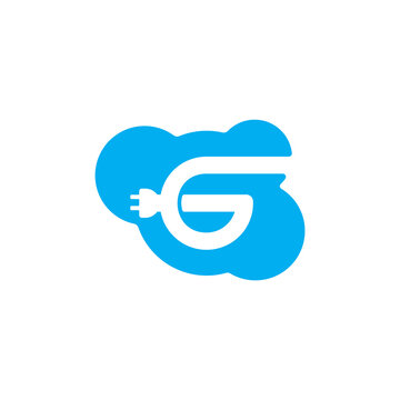 letter g online cloud data electric plug symbol logo vector