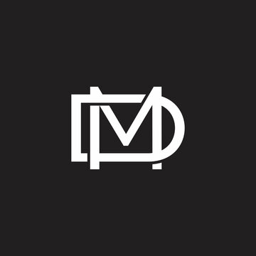 letter md simple linked overlap 3d flat logo vector