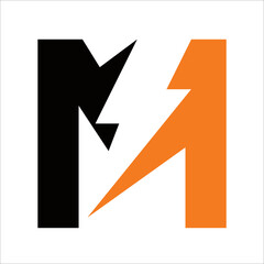 Creative Initial power letter M logo design template vector illustrations
