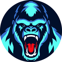 Aggressive Gorilla Roaring Logo Design