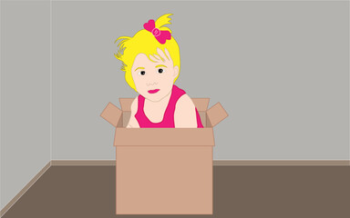 little girl inside the box