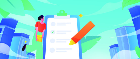 Obraz premium User Questionnaire Flat Vector Concept Illustration 