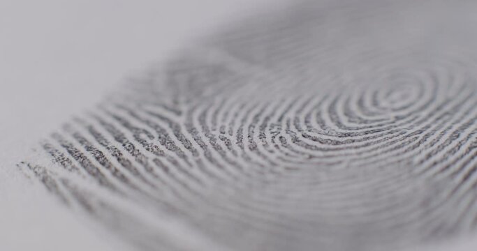 Extreme Close-Up Of Fingerprints On White Paper Being Slid Into And Out Of Focus
