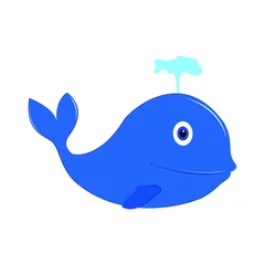 Fotobehang A cute blue whale cartoon vector illustration ©  GraphicsNinja