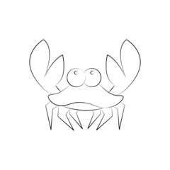 A black cartoon crab outline vector illustration