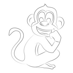 A happy monkey with a smile vector outline