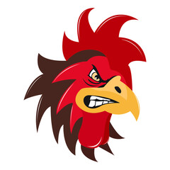 Angry rooster mascot head vector illustration