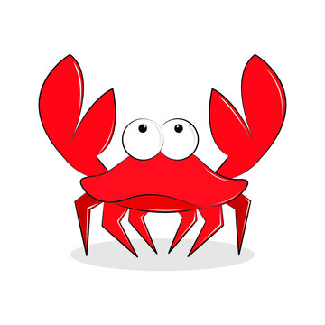 A red cartoon crab vector illustration isolated on a white background