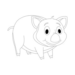 Vector illustration of cute pig outline