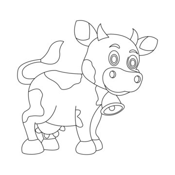 Vector outline of cute cow cartoon