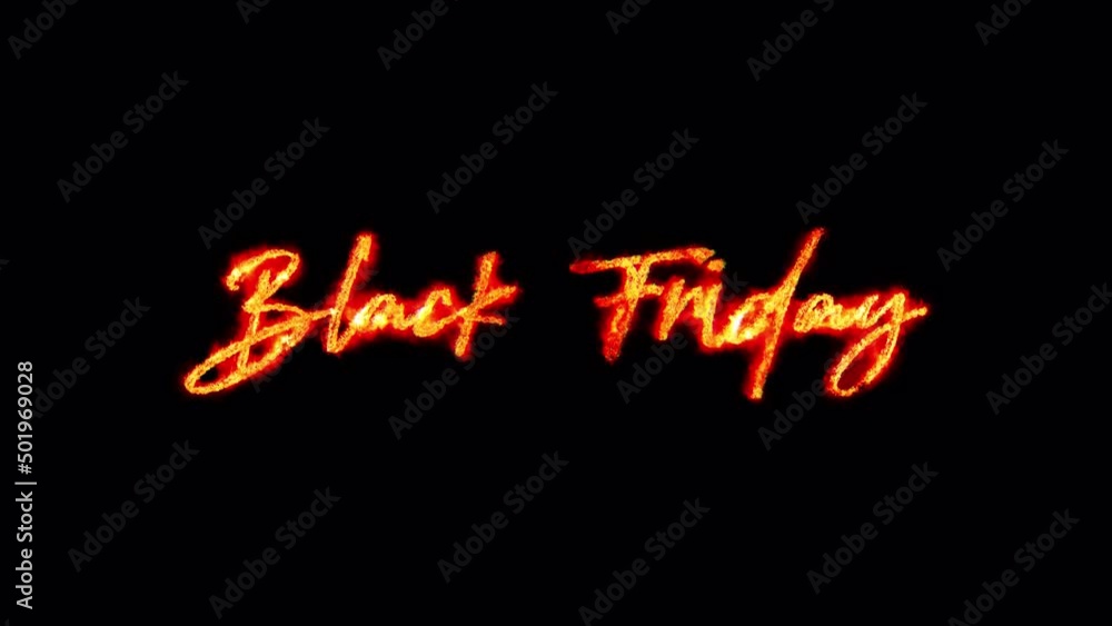 Poster fire burn text of black friday word. the golden red shine lighting of black friday loop animation.4k