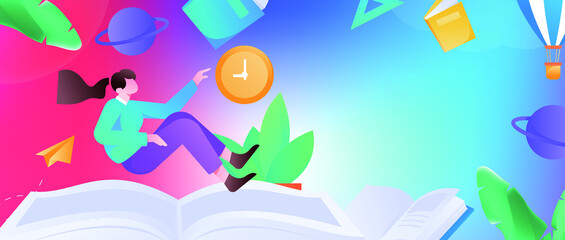 Reading character flat vector concept operation illustration
