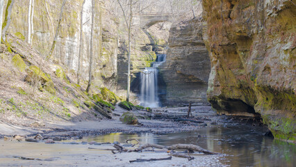 Long exposure of a Waterfall in a sandstone canyon.