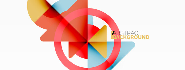 Obraz premium Creative geometric wallpaper. Minimal abstract background. Triangles and circles composition vector illustration for wallpaper banner background or landing page