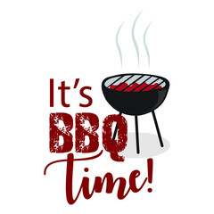 It's BBQ time text vector illustration