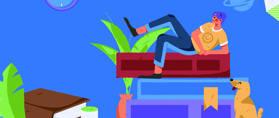 Reading character flat vector concept operation illustration
