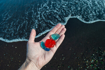 Colored glasses in the sea. Exotic.