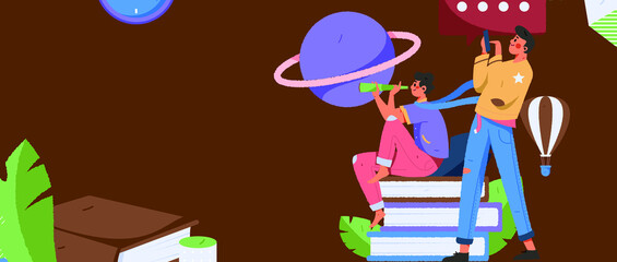 Reading character flat vector concept operation illustration
