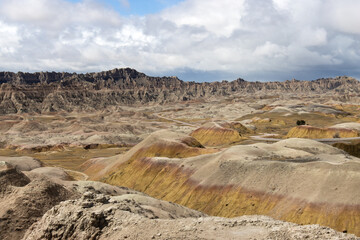 A colorful scene or landscape from Badlands National Park in South Dakota