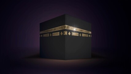 Muslim shrine Kaaba in Mecca on a dark background