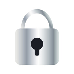 Gray metal lock on a white background. Closed or secret access icon. Vector.