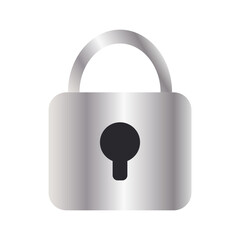 Gray metal lock on a white background. Closed or secret access icon. 
