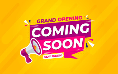 Grand opening coming soon sale poster sale banner design template with 3d editable text effect