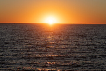 Golden sunset at the sea. landscape with sunset over the ocean.