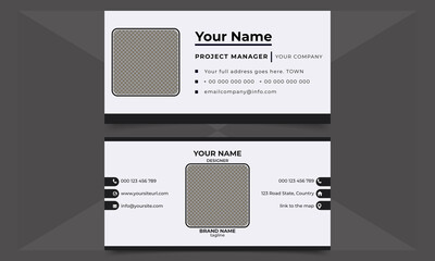 Business electronics email signature with an author photo place modern and creative layout. Email signature template banner design or email footer and personal social media cover template.