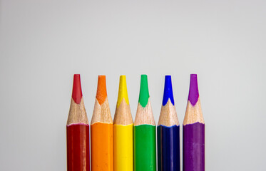 Rainbow array of color pencils