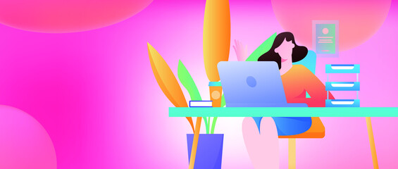 Internet workers collaborating with each other vector concept illustration
