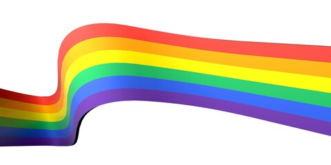 3D rendered wavy banner with gay pride rainbow