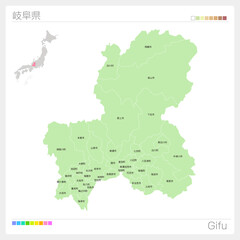 Fototapeta premium 岐阜県の地図・Gifu Map